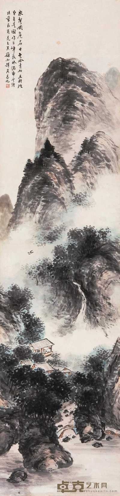 姚叔平 山水 立轴 138×34cm